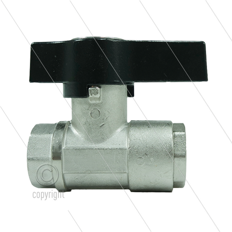 Kogelkraan 1&quot; - messing verchroomd - 210 Bar - max 60&deg;C - 2 x 1&quot; bi
