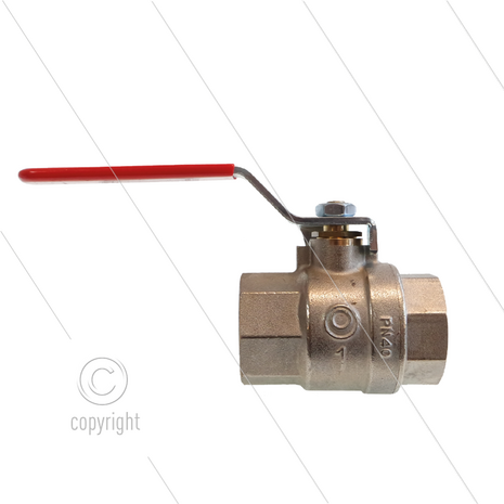 Kogelkraan 1&quot; bi - messing vernikkeld - 40 Bar - met RVS handle - 2 x 1&quot; bi