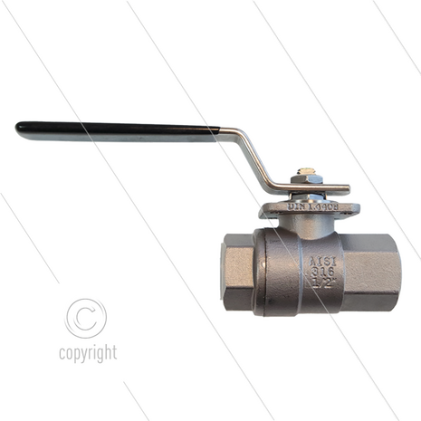 Kogelkraan 1/2&quot; - RVS316 - 100 Bar - 2 x 1/2&quot; bi