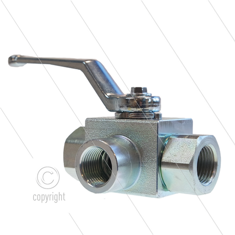 Kogelkraan 1&quot; - 3-weg - RVS316 - L-boring - 400 Bar - &Oslash;=10mm - 3 x 1&quot; bi
