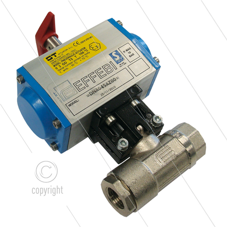 Pneumatische kogelkraan 3/4&quot; met dubbelwerkende actuator - 210 Bar - 2 x 3/4&quot; bi - luchtinlaat 1/8&quot; bi