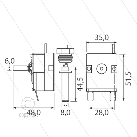 Thermostaat - Type EGO 55.13039.200 - 0 t/m 150&deg;C - Capilair 920mm - voeler: &Oslash;8mm L=45mm - 3/8&quot; bu