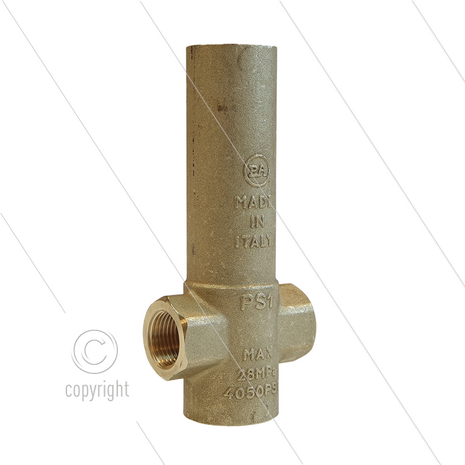 Thermostaat adapter PS1 - messing - 1/2&quot; bi onderzijde - 3 x 3/8&quot; bi - 280 Bar - max 160&deg;C - L=107mm