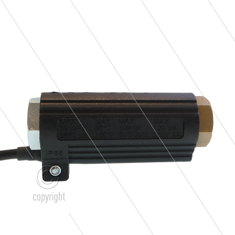 MV60 - stromingsschakelaar - 350 Bar - 6 l/min horizontaal - 9 l/min verticaal - max 30 l/min - 250V - 3A - max 80&deg;C - 2 x 3/8&quot; bi