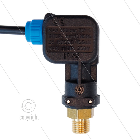 PR5 - Drukschakelaar - micro - 1/4&quot; bu - inschakeldruk 15 Bar - max 250 Bar - (blauwe markering)
