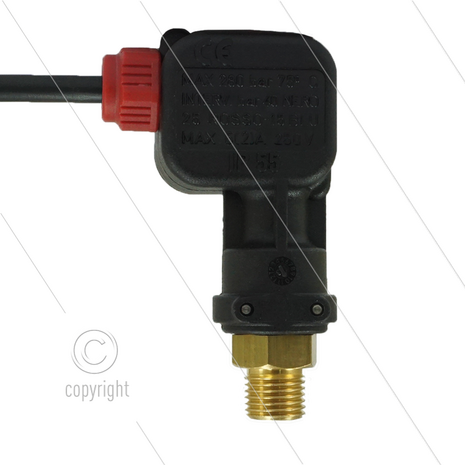 PR5 - Drukschakelaar - micro - 1/4&quot; bu - inschakeldruk 25 Bar - max 250 Bar - (rode markering)