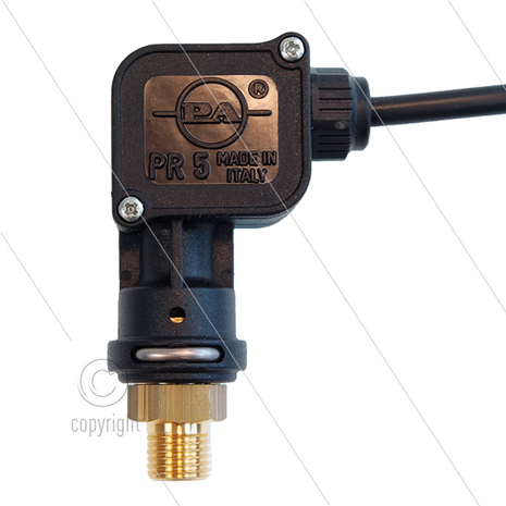 PR5 - Drukschakelaar - micro - 1/4&quot; bu - inschakeldruk 40 Bar - max 250 Bar - (zwarte markering)