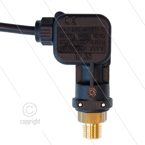 PR5 - Drukschakelaar - micro - 1/4&quot; bu - inschakeldruk 40 Bar - max 250 Bar - (zwarte markering)