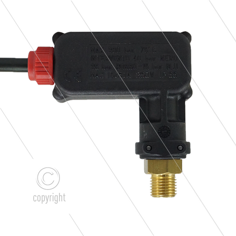 PR16 - Drukschakelaar - 1/4&quot; bu - inschakeldruk 25 Bar - max 250 Bar - (rode markering)