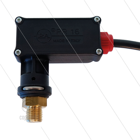 PR16 - Drukschakelaar - 1/4&quot; bu - inschakeldruk 25 Bar - max 250 Bar - (rode markering)
