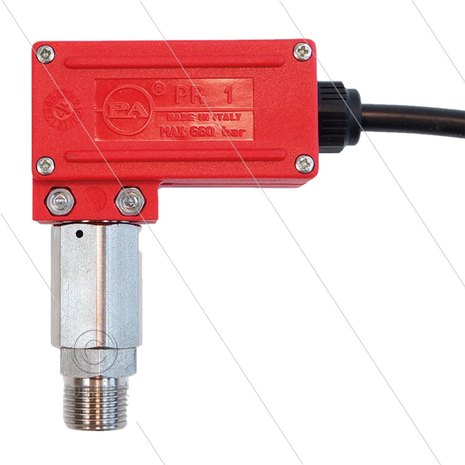 PR1 - Drukschakelaar - RVS - 3/8&quot; bu - inschakeldruk 45 Bar - max 600 Bar - (zwarte markering)