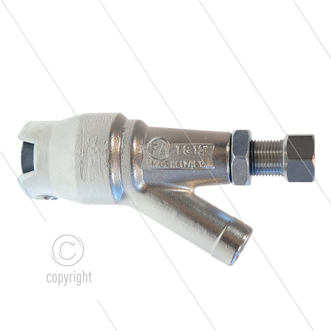 TS12 - zandstraalkop - 500 Bar - 80 l/min - max 90&deg;C - in: 1/4&quot; bi - wordt geleverd zonder nozzle - type 15&deg; 1/4&quot; bu - L=129 tot 144mm
