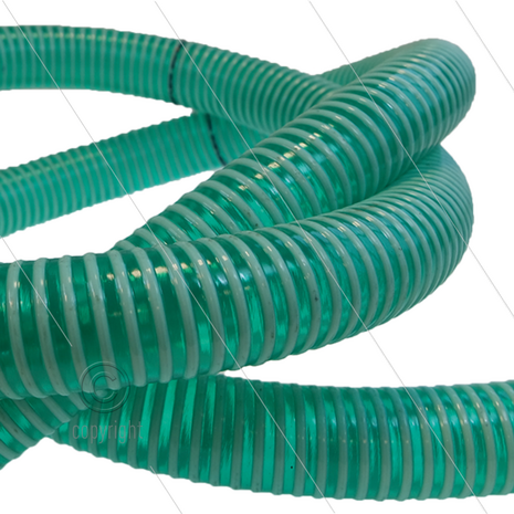 Zuigslang 1 1/2&quot; - &Oslash;38mm - PVC - groen met nylon spiraal - t.b.v. Slurrie zuiger - per meter