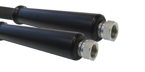 1SN-10 - (3/8&quot;) - Zwart - Stalen koppelingen - 2x Wartel
