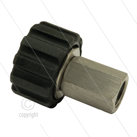 M22x1.5 - snelkoppeling wartel - RVS - 500 Bar - &Oslash;14mm - max 150&deg;C - 1/4&quot; bi
