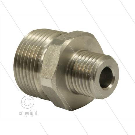 M22x1,5 - snelkoppeling nippel - RVS - 500 Bar - &Oslash;14mm - max 150&deg;C - 1/4&quot; bu