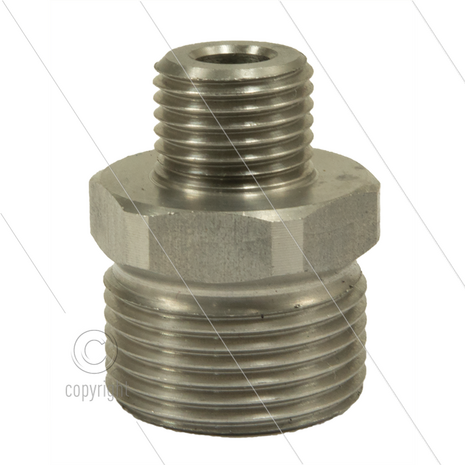 M22x1,5 - snelkoppeling nippel - RVS - 500 Bar - &Oslash;14mm - max 150&deg;C - 1/4&quot; bu