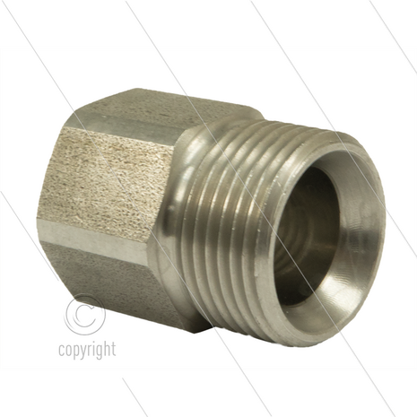 M22x1,5 - snelkoppeling nippel - RVS - 500 Bar - &Oslash;14mm - max 150&deg;C - 3/8&quot; bi