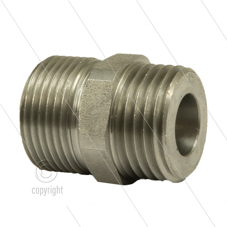 M22x1,5 - snelkoppeling nippel - RVS - 500 Bar - &Oslash;14mm - max 150&deg;C - 1/2&quot; bu