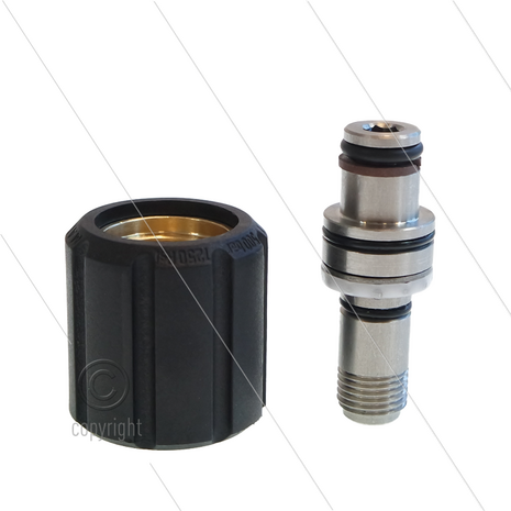 ST44 - Swivel + lager - messing - 400 Bar - &Oslash;14mm - max 150&deg;C - M22x1,5 wartel x 1/4&quot; bu