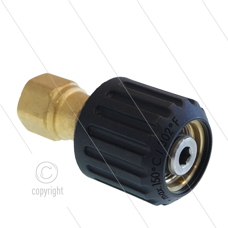 ST44 - Swivel + lager - messing - 400 Bar - &Oslash;14mm - max 150&deg;C - M22x1,5 wartel x 3/8&quot; bi