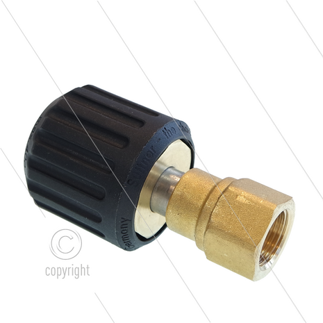 ST44 - Swivel + lager - messing - 400 Bar - &Oslash;14mm - max 150&deg;C - M22x1,5 wartel x 3/8&quot; bi