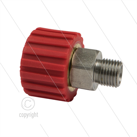 M22x1,5 - DKS - Wartel Rood - 1 lager - 250 Bar - NW6 - 30 tpm - max 120&deg;C - 1/4&quot; bu - Afdichting NBR - Huis: messing vernikkeld - Binnenwerk: RVS - Draaibaar onder druk