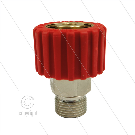 M22x1,5 - DKS - Wartel Rood - 1 lager - 250 Bar - NW6 - 30 tpm - max 120&deg;C - 3/8&quot; bu - Afdichting NBR - Huis: messing vernikkeld - Binnenwerk: RVS - Draaibaar onder druk