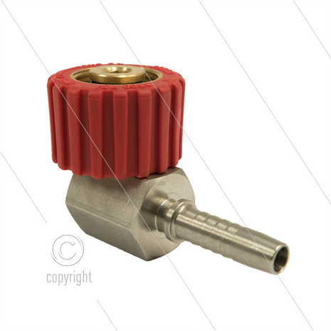 M22x1,5 - DKS - Wartel Rood - 1 lager - 250 Bar - NW8 - 30 tpm - max 120&deg;C - 5/16&quot; perspilaar haaks - Afdichting NBR - Huis: messing vernikkeld - Binnenwerk: RVS - Draaibaar onder druk