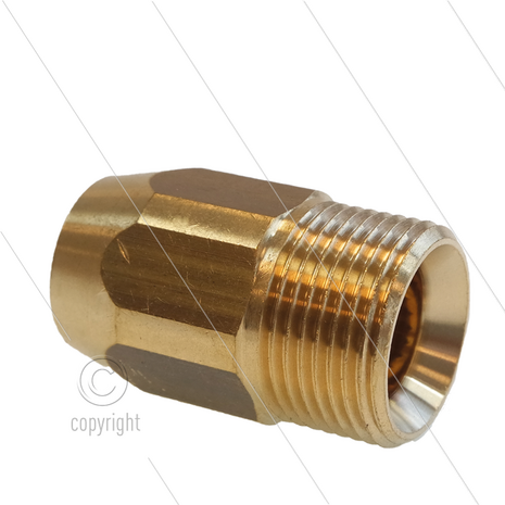 AR3 - M22x1,5 - snelkoppeling nippel - messing - 250 Bar - &Oslash;14mm - met binnen zeskant - 1/4&quot; bi - passend op Kr&auml;nzle - max 160&deg;C