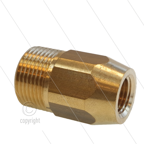 AR3 - M22x1,5 - snelkoppeling nippel - messing - 250 Bar - &Oslash;14mm - met binnen zeskant - 1/4&quot; bi - passend op Kr&auml;nzle - max 160&deg;C