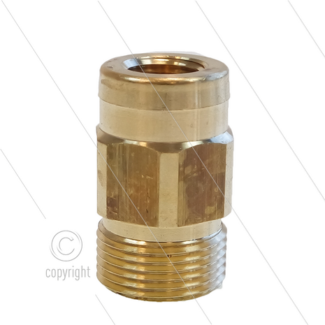 AR4 - M22x1,5 - snelkoppeling nippel - messing - 250 Bar - &Oslash;14mm - met binnen zeskant - 1/4&quot; bi - passend op Kr&auml;nzle - max 160&deg;C