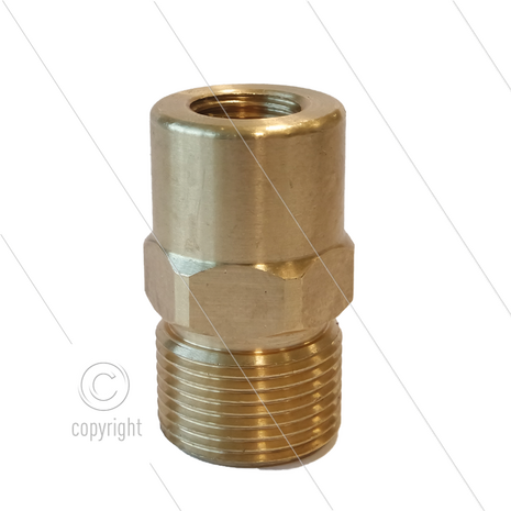 AR5 - M22x1,5 - snelkoppeling nippel - messing - 400 Bar - &Oslash;14mm - verlengde uitvoering - 1/4&quot; bi - max 150&deg;C