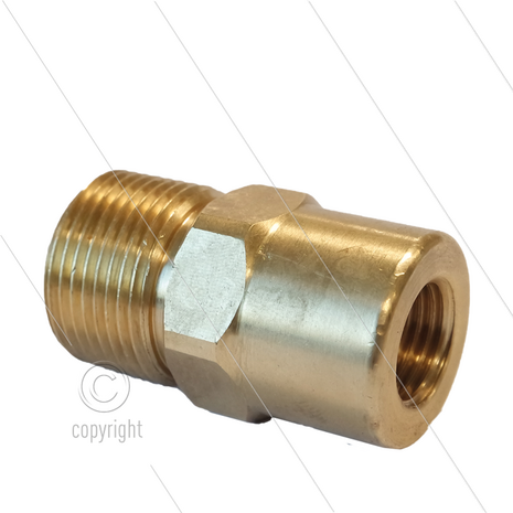 AR5 - M22x1,5 - snelkoppeling nippel - messing - 400 Bar - &Oslash;14mm - verlengde uitvoering - 1/4&quot; bi - max 150&deg;C