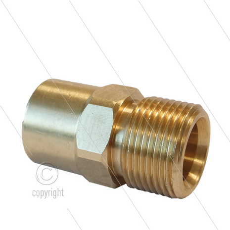 AR5 - M22x1,5 - snelkoppeling nippel - messing - 400 Bar - &Oslash;14mm - verlengde uitvoering - 1/4&quot; bi - max 150&deg;C