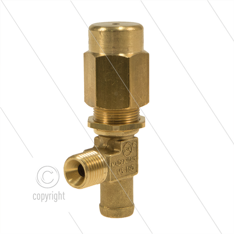 VS160 - veiligheidsventiel - 140 Bar - 14 l/min - 60&deg;C - In: 1/4&quot; bu - Bypass: 13mm tule + 1/8&quot; bi