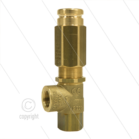 VS170 - veiligheidsventiel - 150 Bar - 24 l/min - 60&deg;C - In: 3/8&quot; bi - Bypass: 3/8&quot; bi