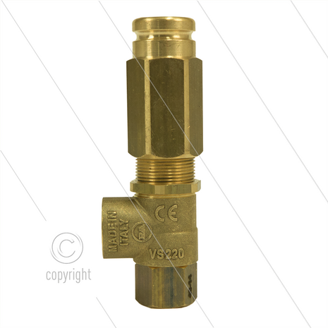VS220 - veiligheidsventiel - 220 Bar - 24 l/min - 60&deg;C - In: 3/8&quot; bi - Bypass: 3/8&quot; bi