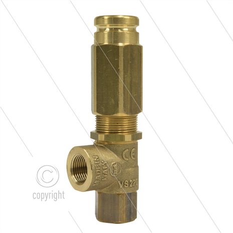 VS220 - veiligheidsventiel - 220 Bar - 24 l/min - 60&deg;C - In: 3/8&quot; bi - Bypass: 3/8&quot; bi