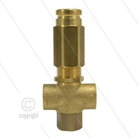 VS220 - veiligheidsventiel - 220 Bar - 24 l/min - 60&deg;C - In: 2 x 3/8&quot; bi - Bypass: 3/8&quot; bi