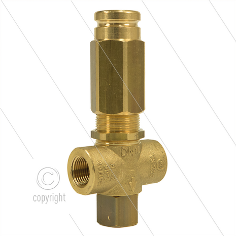 VS220 - veiligheidsventiel - 220 Bar - 24 l/min - 60&deg;C - In: 2 x 3/8&quot; bi - Bypass: 3/8&quot; bi
