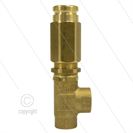 VS310 - veiligheidsventiel - 310 Bar - 40 l/min - 60&deg;C - In: 3/8&quot; bi - Bypass: 3/8&quot; bi