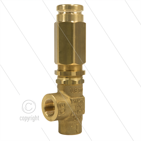 VS310 - veiligheidsventiel - 310 Bar - 40 l/min - 60&deg;C - In: 3/8&quot; bi - Bypass: 3/8&quot; bi