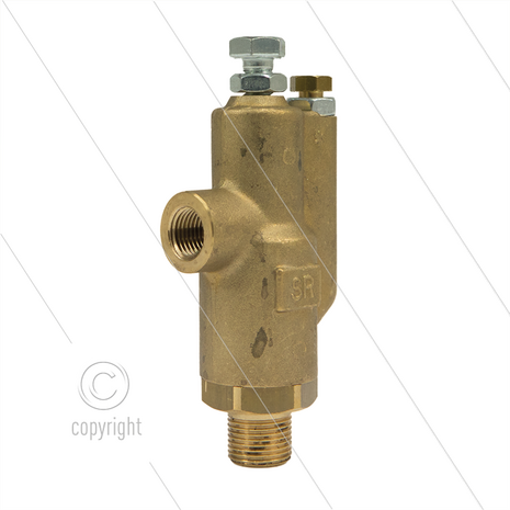 SR - veiligheidslventiel - instelbereik: 30 tot 200 Bar - max werkdruk 170 Bar - 6 tot 41 l/min - max 60&deg;C - In: 3/8&quot; bu - Bypass: 1/4&quot; bi