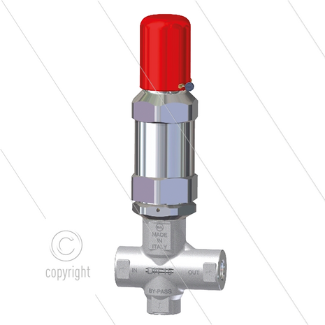 VS660 - veiligheidsventiel - 660 Bar - 60 l/min - 60&deg;C - In: 3/8&quot; bi - Uit: 3/8&quot; bi - Bypass:1/2&quot; bi