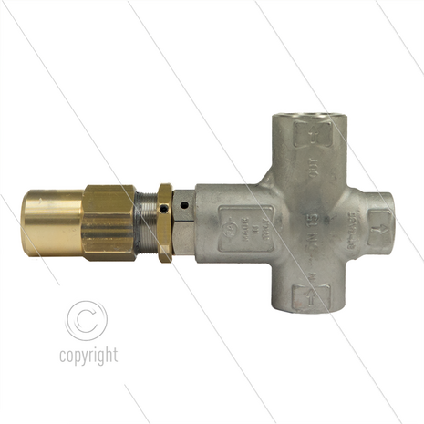 VRP600 veiligheids / drukregelventiel - RVS303 - 560 Bar - 80 l/min - 60&deg;C - In: 1/2&quot;bi - Uit: 1/2&quot; bi - Bypass: 1/2&quot; bi - Multi-user