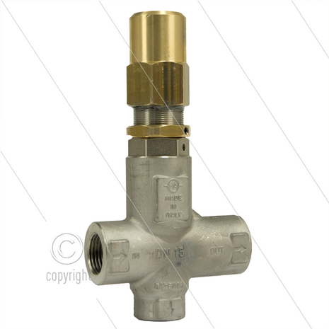 VRP600 veiligheids / drukregelventiel - RVS303 - 560 Bar - 80 l/min - 60&deg;C - In: 1/2&quot;bi - Uit: 1/2&quot; bi - Bypass: 1/2&quot; bi - Multi-user