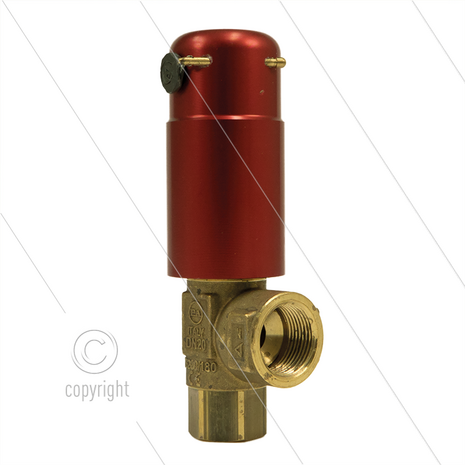 VS200/200 - veiligheidsventiel - 200 Bar - 200 l/min - 60&deg;C - In: 3/4&quot; bi - Bypass: 1/2&quot; bi - BSP - met rode knop en verzegelmogelijkheid