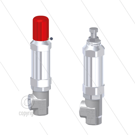 VS1100 - veiligheidsventiel - RVS303 - 1000 Bar - 40 l/min - max 100&deg;C - In: 3/8&quot;bi - Bypass: 3/8&quot;bi - max 100&deg;C