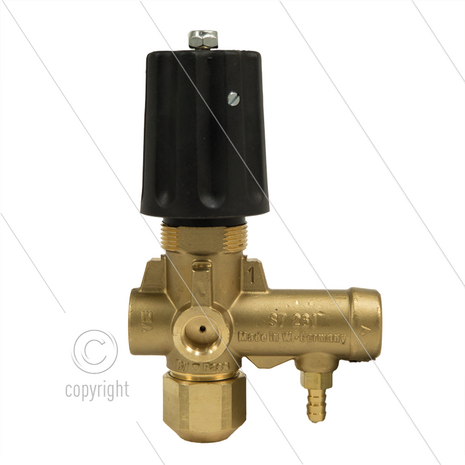 ST261 - drukregelautomaat - 250 Bar - 30 l/min - max 80&deg;C - In: 3/8&quot; bi - Uit: 3/8&quot; bi - Bypass: 1/4&quot; bi - met Chemicali&euml;ninjector (2,1mm)